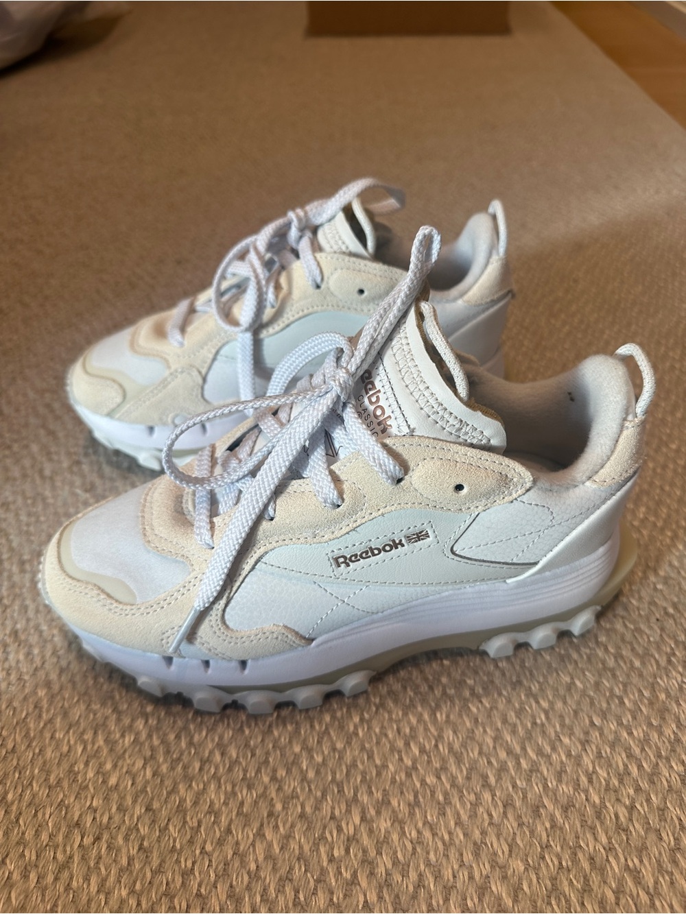 Cardi B x Reebok Off-White & Cream Trail-Style Sneakers